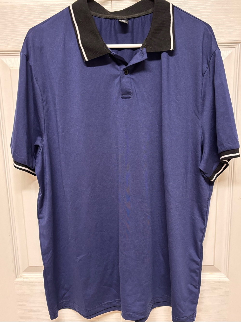 Men's Blue Polo Shirt with Contrast Black Collar